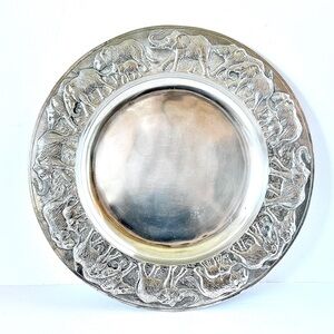 Vintage 1987 Arthur Court Elephant Tray | Safari Collection Cast Aluminum | 14”